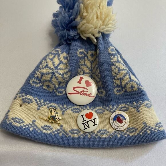 vintage wool beanie hat pom pom ski Handcrafted by Stowe Woolens Ltd Vermont USA - Picture 2 of 4